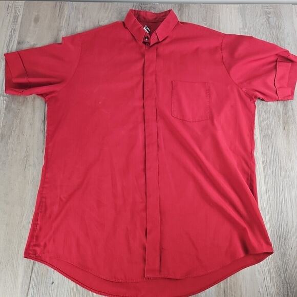 Friar Tuck Men's Clergy Deep Red Short Sleeve Tab Collar Shirt Size 17 - Picture 1 of 6